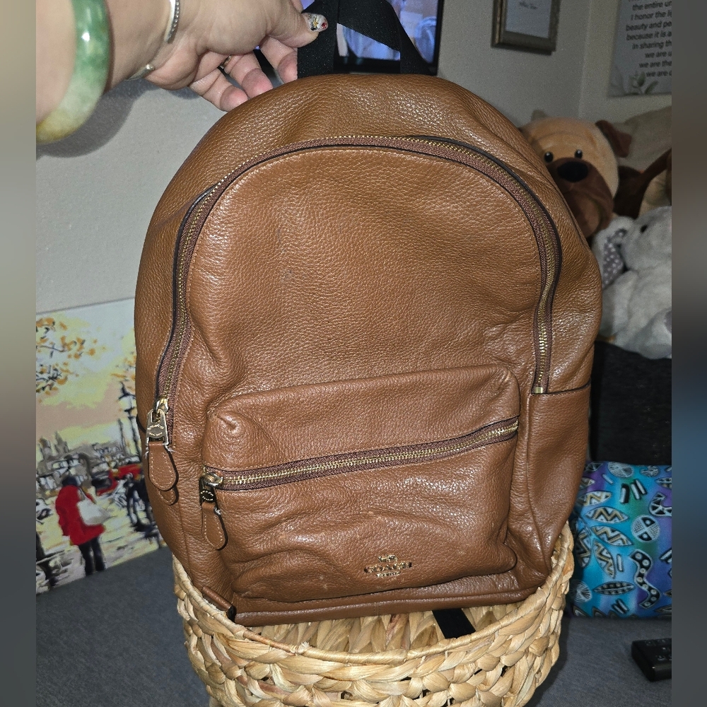 🎒 Brown Coach Leather Classic Backpack - Preloved Condition - Picture 10 of 12